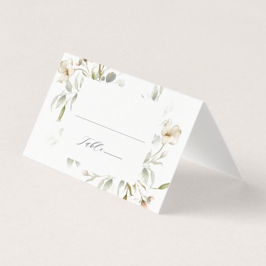 White Sage Blush Elegant Floral Wedding Place Card Kaart (Voorkant)