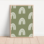 White/Sage Boho Rainbows Nursery Decor Poster