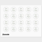 White Sage Green Bride Groom Script Weddenschap Ronde Sticker (Vel)