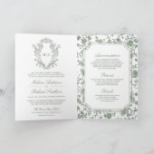 White Sage Green Chinoiserie Crest QR Code Wedding (Binnen)