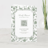 White Sage Green Chinoiserie Crest QR Code Wedding (Achterkant)