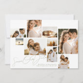 White Sage Green Collage Multi foto bruiloft Save The Date (Voorkant)