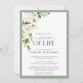 White Sage Green Floral Celebration of Life Kaart (Voorkant)