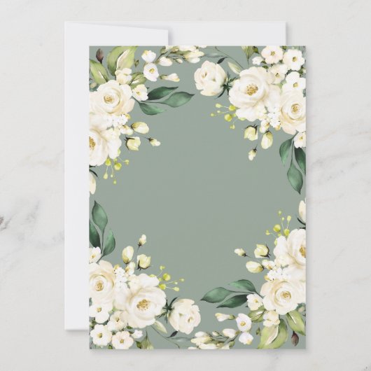 White Sage Green Floral Celebration of Life Kaart (Achterkant)