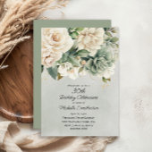 White Sage Green Floral Gold 30e verjaardag Kaart