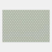 White Sage Green Floral Striped Polka Dots Inpakpapier Vel (Voorkant 3)