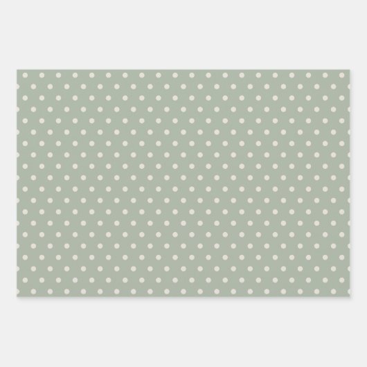White Sage Green Floral Striped Polka Dots Inpakpapier Vel (Voorkant 3)