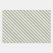 White Sage Green Floral Striped Polka Dots Inpakpapier Vel (Voorkant 2)