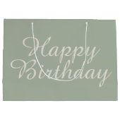 White Sage Green Happy Birthday Gift Groot Cadeauzakje (Achterkant)