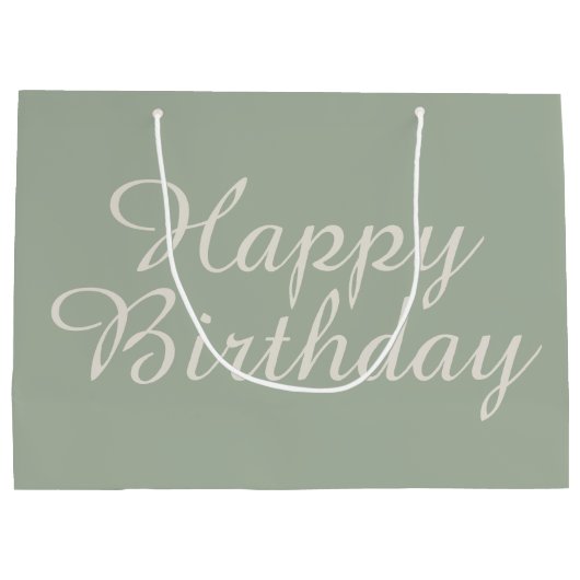 White Sage Green Happy Birthday Gift Groot Cadeauzakje (Achterkant)