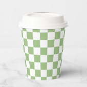 White Sage Green Square Pattern Paper Cups Papieren Bekers (Links)