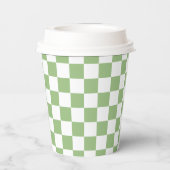 White Sage Green Square Pattern Paper Cups Papieren Bekers (Achterkant)