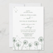 White & Sage Green Wildflower Huwelijk Kaart (Voorkant)