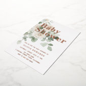 White & Sage Roos Gold Baby shower Folie Uitnodiging (Gedraaid)