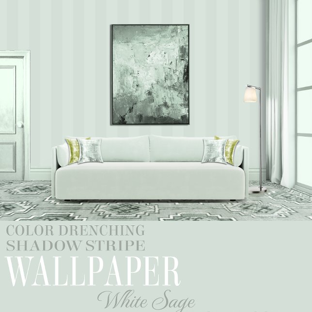 White Sage Six Inch Green Shadow Stripe Behang (Creator heeft geüpload)