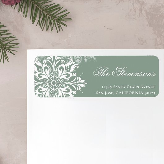 White Sage Snowflakes Vakantie Retour Adres Etiket