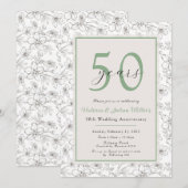 White Sage Wedding Jubileum Uitnodiging (Voorkant / Achterkant)