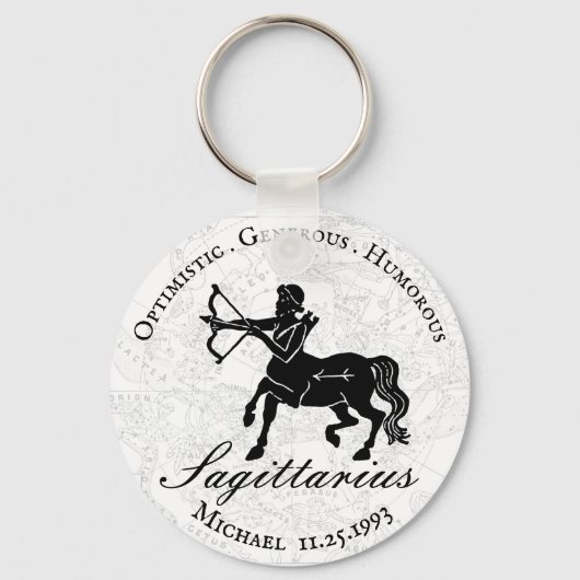White Sagittarius Zodiac Sign Astrology Custom Sleutelhanger (Voorkant)