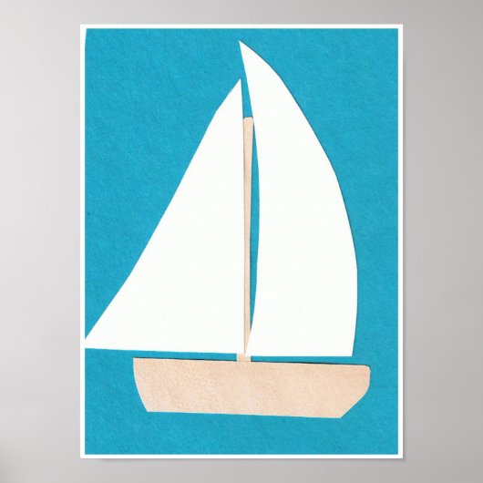 White Sailboat Poster (Voorkant)