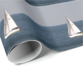 White Sailboat Wrapping Paper Cadeaupapier (Rol Hoek)