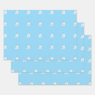 White Sailing Boats on Blue Background Inpakpapier Vel