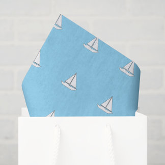 White Sailing Boats on Blue Background Tissue Tissuepapier