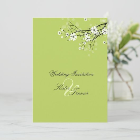 White Sakura Blossom Invitations Kaart (Staand voorkant)