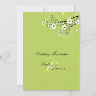 White Sakura Blossom Invitations Kaart