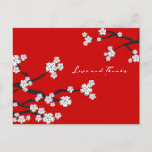White Sakura Cherry Blossom Asian Chic Bedankt Briefkaart (Voorkant)