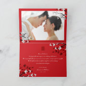 White Sakura Cherry Blossom Chic Chinese Wedding Bedankkaart (Binnen)