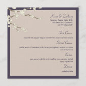 White Sakura Cherry Blossom Modern Asian Wedding Menu (Voorkant)