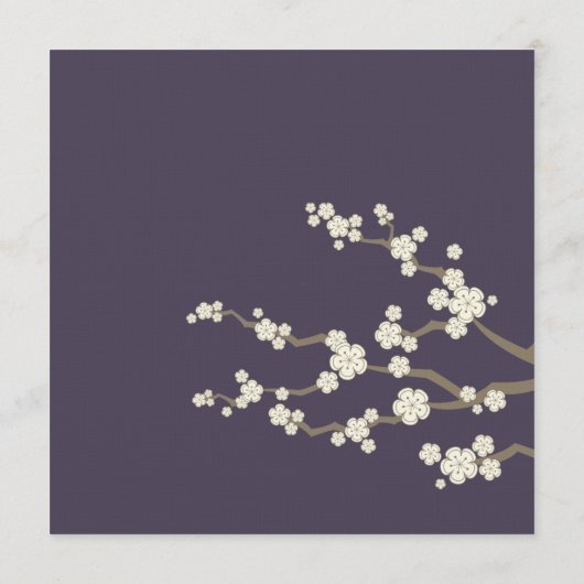 White Sakura Cherry Blossom Modern Asian Wedding Menu (Achterkant)