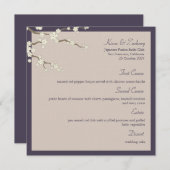 White Sakura Cherry Blossom Modern Asian Wedding Menu (Voorkant / Achterkant)