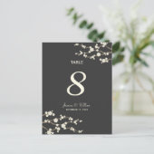 White Sakura Cherry Blossom Table Number Briefkaar Briefkaart (Staand voorkant)