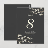 White Sakura Cherry Blossom Table Number Briefkaar Briefkaart (Voorkant / Achterkant)