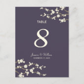 White Sakura Cherry Blossom Table Number Briefkaar Briefkaart (Voorkant)