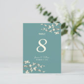 White Sakura Cherry Blossom Table Number Briefkaar Briefkaart (Staand voorkant)
