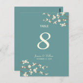 White Sakura Cherry Blossom Table Number Briefkaar Briefkaart (Voorkant / Achterkant)