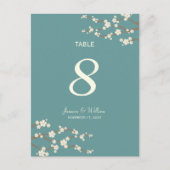 White Sakura Cherry Blossom Table Number Briefkaar Briefkaart (Voorkant)
