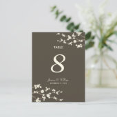 White Sakura Cherry Blossom Table Number Briefkaar Briefkaart (Staand voorkant)