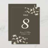 White Sakura Cherry Blossom Table Number Briefkaar Briefkaart (Voorkant / Achterkant)