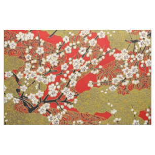 White Sakura Fine  Japans pattern Stof