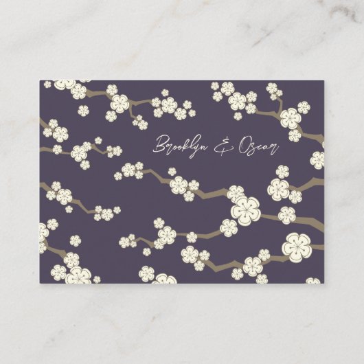 White Sakura Flowers Cherry Blossom Chic Wedding Plaatskaartje (Achterkant)