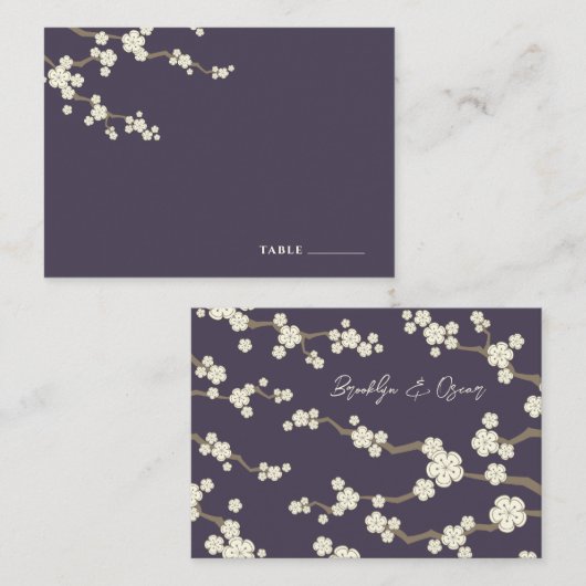 White Sakura Flowers Cherry Blossom Chic Wedding Plaatskaartje (Voorkant / Achterkant)
