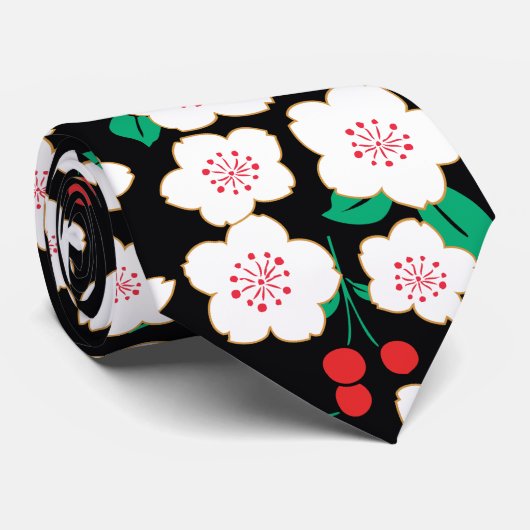 White Sakura Japans Floral Kimono Stropdas (Opgerold)