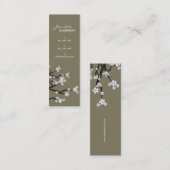 White Sakura Oriental Cherry Blossom Elegant Chic Mini Visitekaartje (Voorkant / Achterkant)