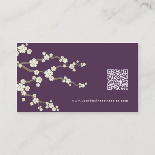 White Sakura Oriental Cherry Blossom Elegant Chic Visitekaartje (Achterkant)
