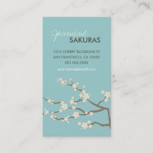 White Sakura Oriental Cherry Blossom Elegant Chic Visitekaartje