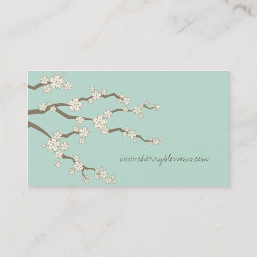 White Sakura Oriental Cherry Blossom Elegant Chic Visitekaartje (Achterkant)