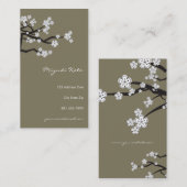 White Sakura Oriental Cherry Blossom Elegant Chic Visitekaartje (Voorkant / Achterkant)
